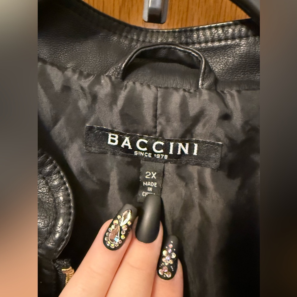 Baccini Black Faux Leather Zip-Front Jacket 2X - Picture 4 of 4